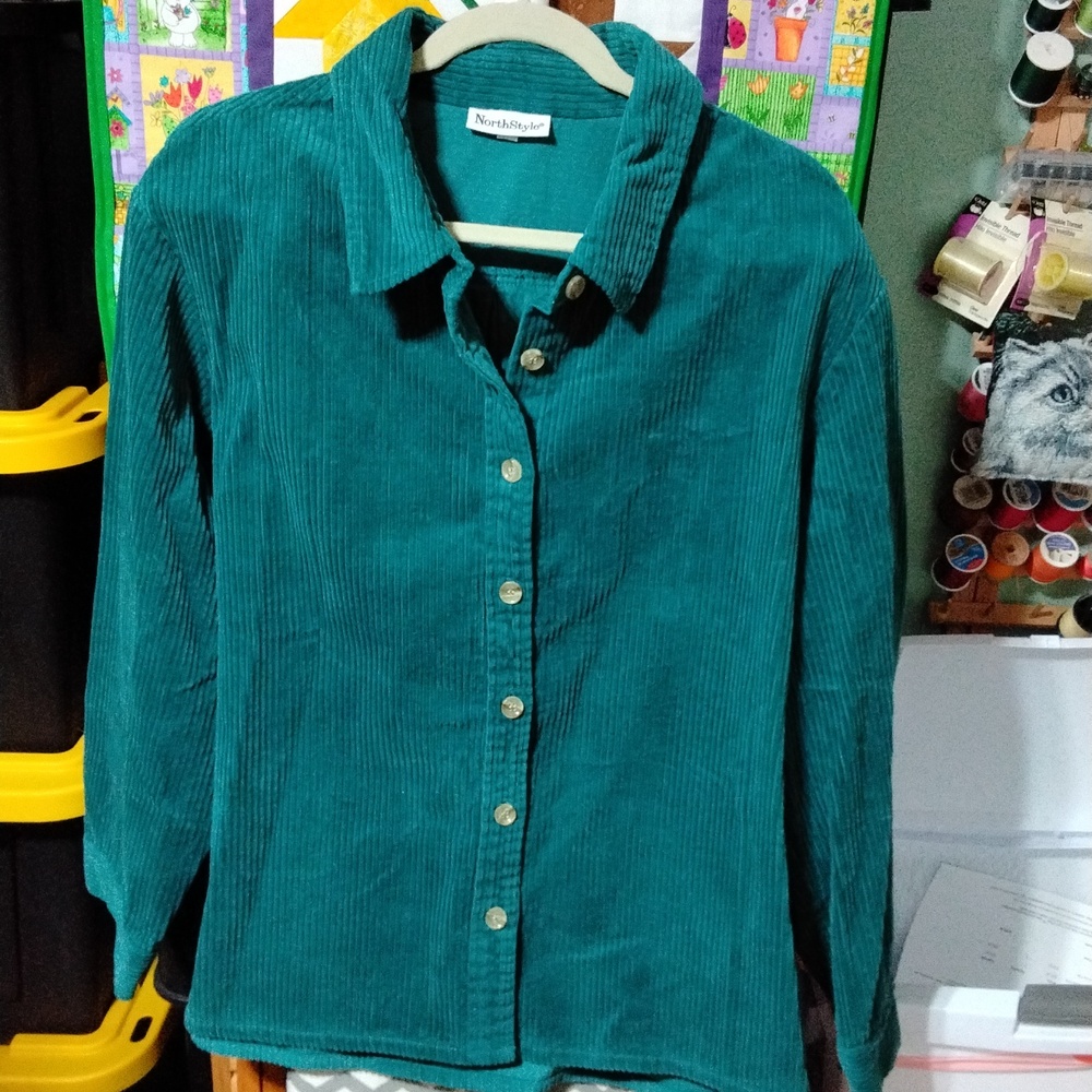 NorthStyle corduroy oversized shirt jacket 2x green